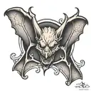 Bat hanging tattoo design idea
