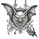 Bat hanging tattoo design idea