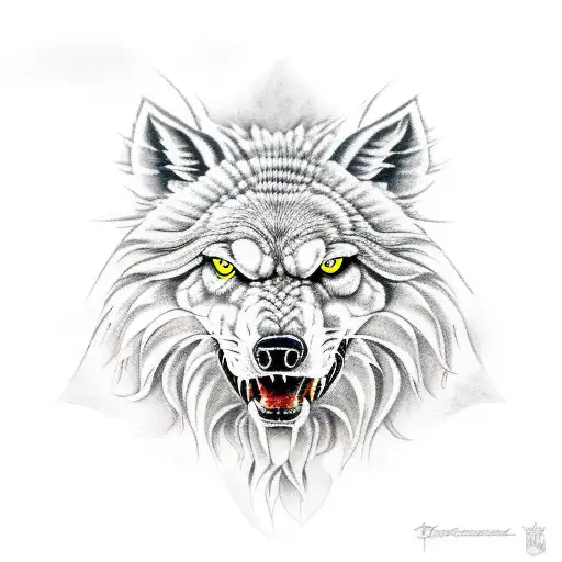 lobo con aguila y leon tattoo design idea