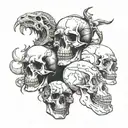 skulls,scorpions,smoke,cheese tattoo design idea