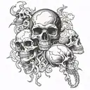 skulls,scorpions,smoke,cheese tattoo design idea