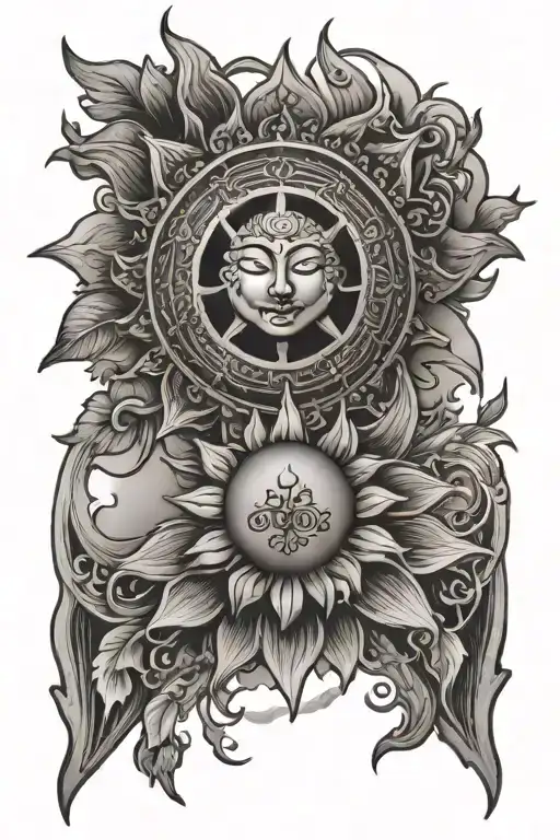 spiritual sun back tattoo buddhist design tattoo design idea