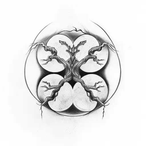 Yin-yang. Tree of life, half dead. Soul mates. Feather arrow. Skull queen. Semi colon in the trunk of the tree. Rose.  tattoo design idea
