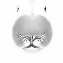 Tree of life thats half dead where two soul mates swing. and a semi colon colon in the trunk of the tree tattoo design idea