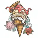 ice cream cone melting tattoo design idea