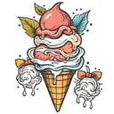 ice cream cone melting tattoo design idea