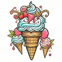 ice cream cone melting tattoo design idea