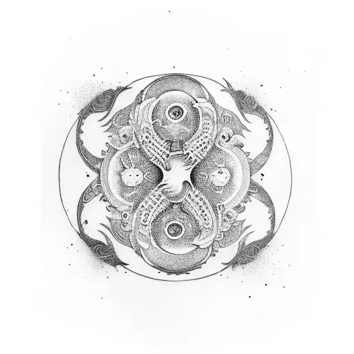 yin yang by wolf tattoo design idea