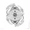 yin and yang by wolf tattoo design idea