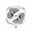 yin yang by wolf tattoo design idea