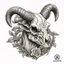 aries goat skull with horns tattoo design idea