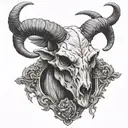 aries goat skull with horns tattoo design idea
