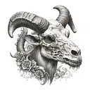 aries goat skull with horns tattoo design idea