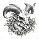 aries goat skull with horns tattoo design idea
