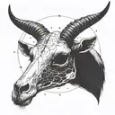 Incorporate a goat skull into a celestial Aries constellation design tattoo design idea
