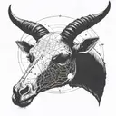 Incorporate a goat skull into a celestial Aries constellation design tattoo design idea