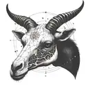Incorporate a goat skull into a celestial Aries constellation design tattoo design idea