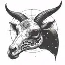 Incorporate a goat skull into a celestial Aries constellation design tattoo design idea