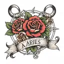 Aries barbed wire with roses tattoo design idea