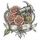 Aries barbed wire with roses tattoo design idea