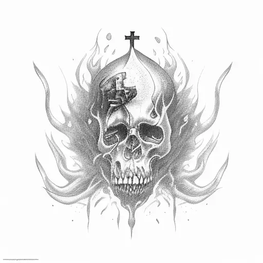 church morbid souls fire tattoo design idea