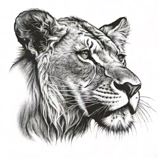 hyper realistic lions head roaring tattoo design idea