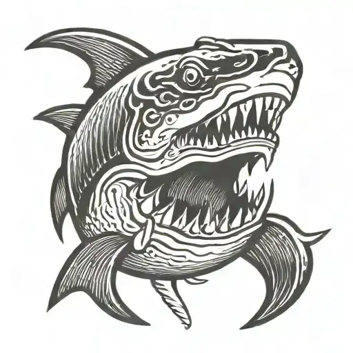 black shark head tattoo design idea