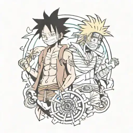 luffy e naruto tattoo design idea