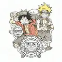 luffy e naruto tattoo design idea