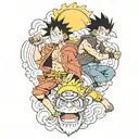 luffy e naruto tattoo design idea