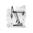 American flag, drilling rig derrick, crane ball and hook, trees, Harley Davidson  tattoo design idea