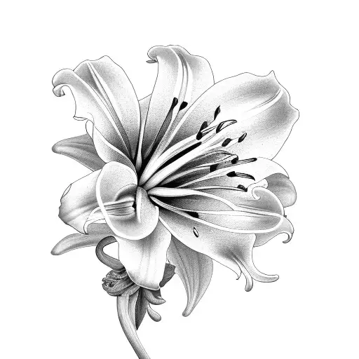 lily flowers at the end of spreading branches tattoo design idea