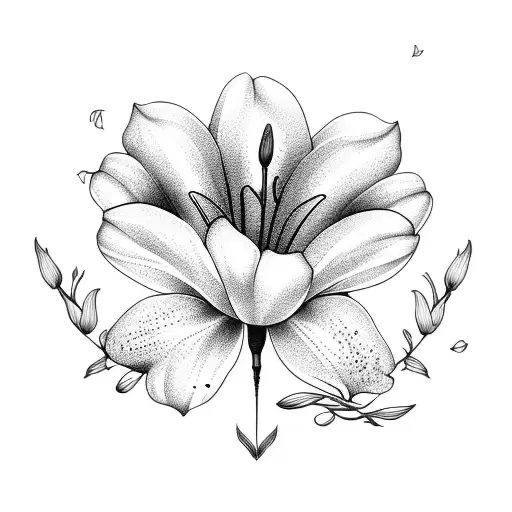 lily flowers with branches tattoo design idea