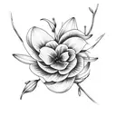 lily flowers with branches tattoo design idea