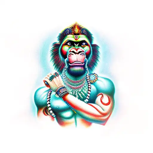 arm sleeves  tattoo : hanuman killing a drake tattoo design idea