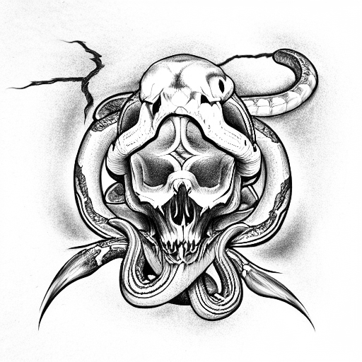 snake skull tattoo design idea