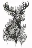 stag head Scottish thistle tattoo design idea