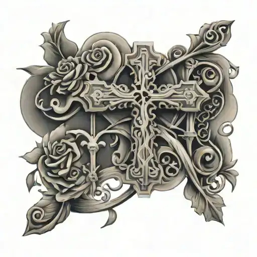 An ethel cain inspired tattoo featuring religious symbolism like crosses tattoo design idea