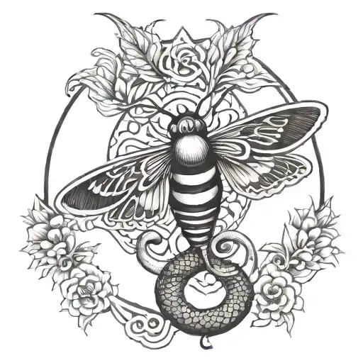 An ethel cain inspired tattoo with moth and snake elements tattoo design idea