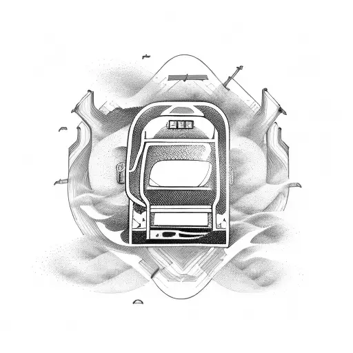 An ambulance surrounded by sound waves forming a heartbeat tattoo design idea