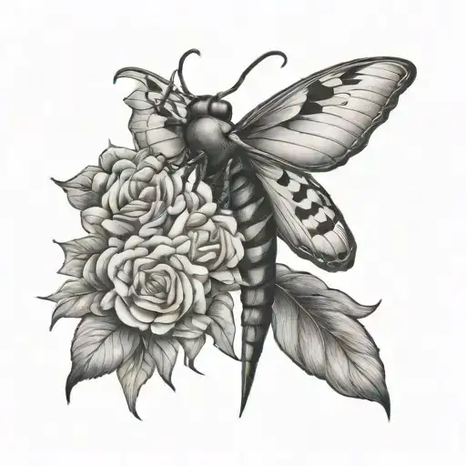 An ethel cain inspired tattoo with moth and snake elements tattoo design idea