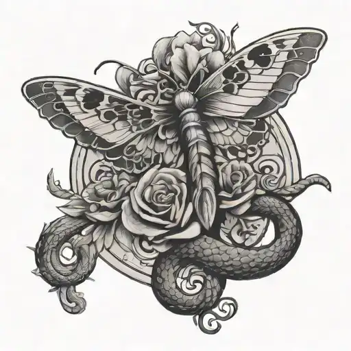An ethel cain inspired tattoo with moth and snake elements tattoo design idea