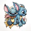 Stitch and simba  tattoo design idea