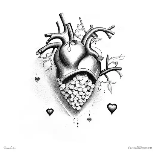 grape vein heart tattoo design idea