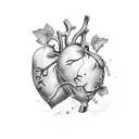 grape vein heart tattoo design idea