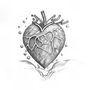 grape vein heart tattoo design idea
