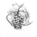 grape vein around barbed wire tattoo design idea