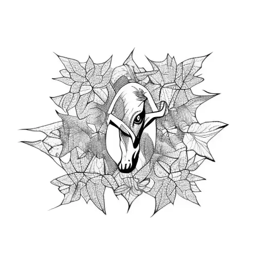 Ivy vines transitioning into a horse outline tattoo design idea
