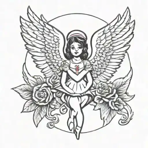 nurse and angel wings tattoo design idea