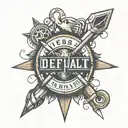 Generate a simplified tatoo with text "You play default, I got skills." where double "L" from skills can be read as "N"  tattoo design idea